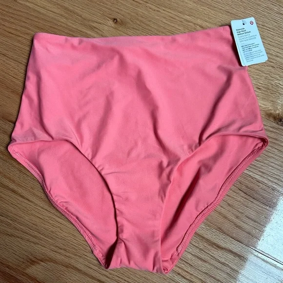 NWT 6 lululemon WatersideHigh-Waist Medium Coverage Swim Bottom - Coral Pink - Picture 1 of 7
